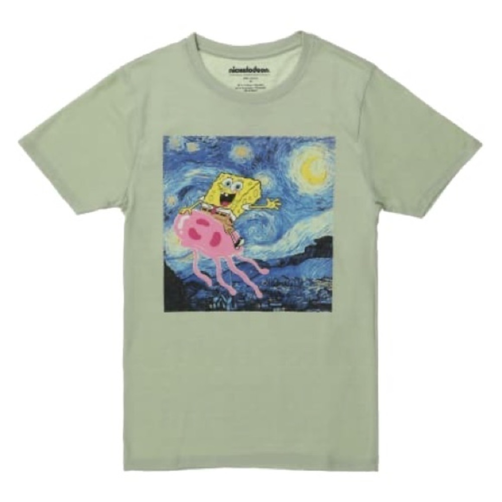 ❤️ 🆕 NICKELODEON Spongebob Squarepants™ Starry Night Graphic Tee MEDIUM